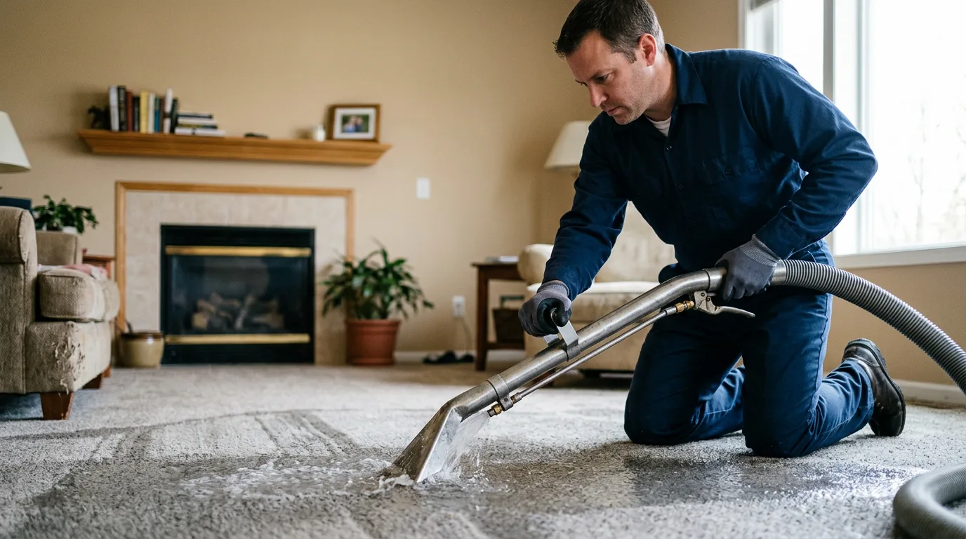 Water damage restoration technician working near Morrisville, VT